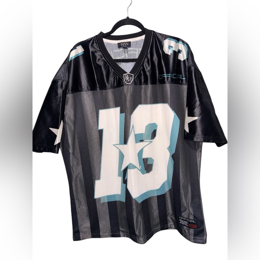 OVERSIZED V NECK HEAVY MESH FOOTBALL TOP